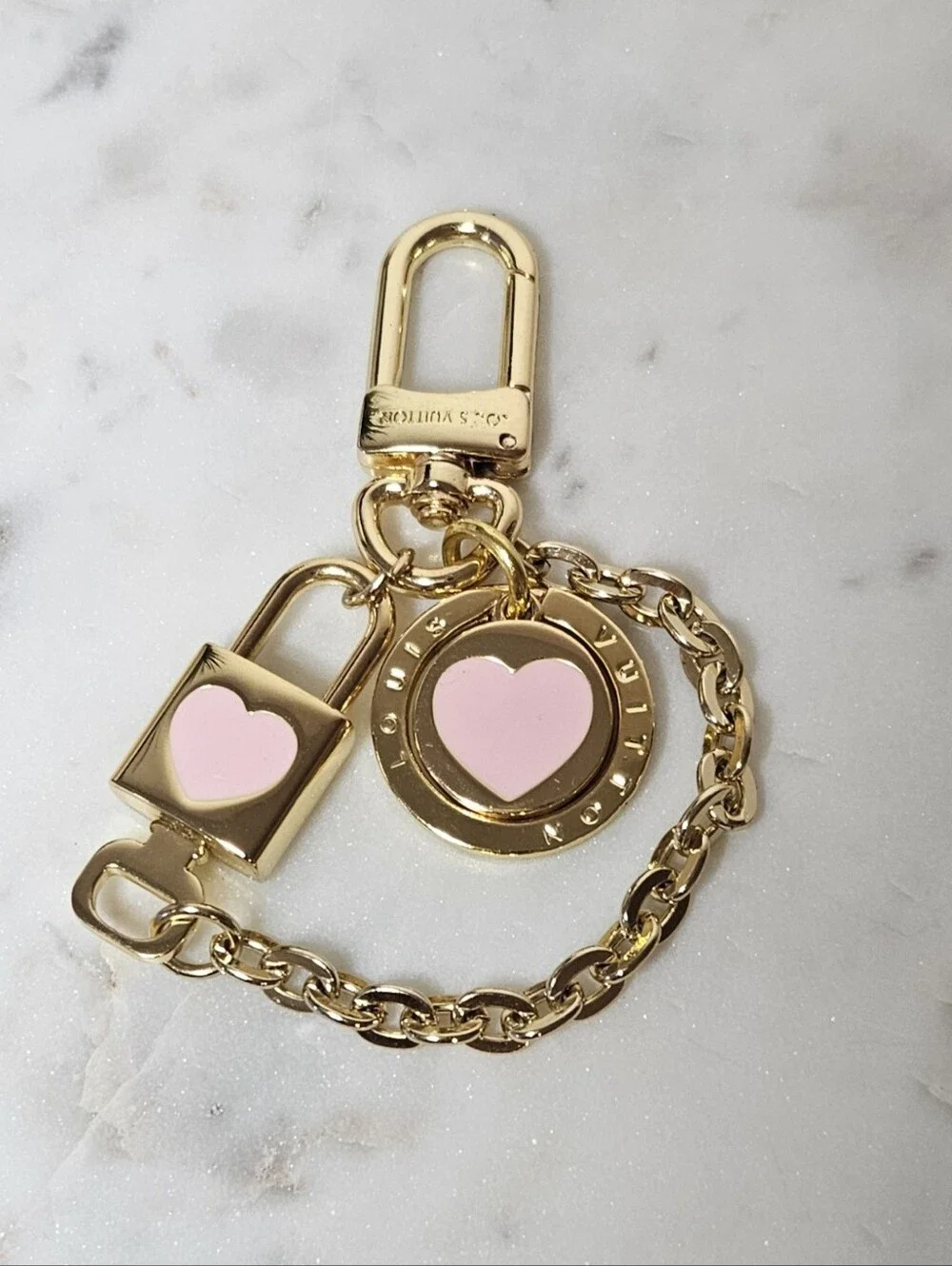 Pink Heart Lock Charm Key Holder